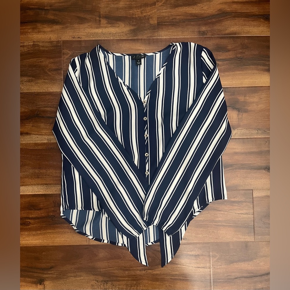 Navy Striped Women's Top/Blouse